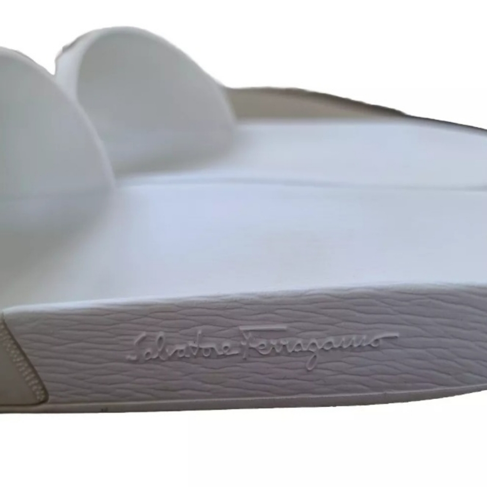 Salvatore Ferragamo Groove 2 White Men's sandal beach slide US 11 11.5 - Picture 3 of 8